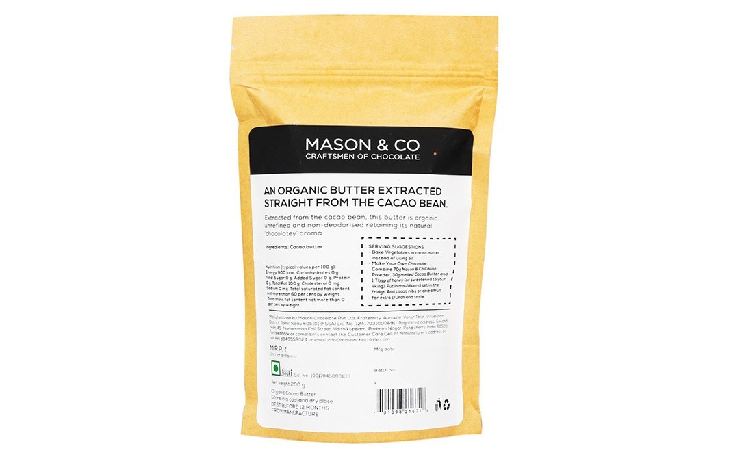 Mason & Co Cacao Butter (Non-Deodorised)    Pack  200 grams